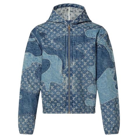 louis vuitton denim zip through hoodie